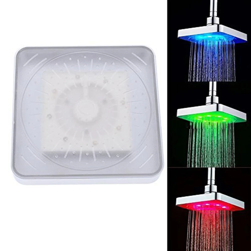 Лійка насадка для душу з LED-підсвіткою RGB світлодіодна, квадратна 150 мм LED Shower head AND XL-902 – фото 4
