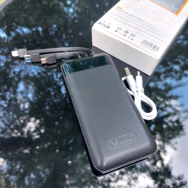 Павербанк 5000 mAh вбудовані кабелі USB, micro USB, Type-C, Lightning з Підставкою для телефона, Портативна – фото 5
