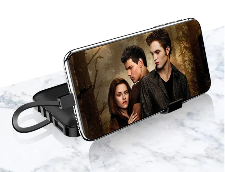Павербанк 5000 mAh вбудовані кабелі USB, micro USB, Type-C, Lightning з Підставкою для телефона, Портативна – фото 6
