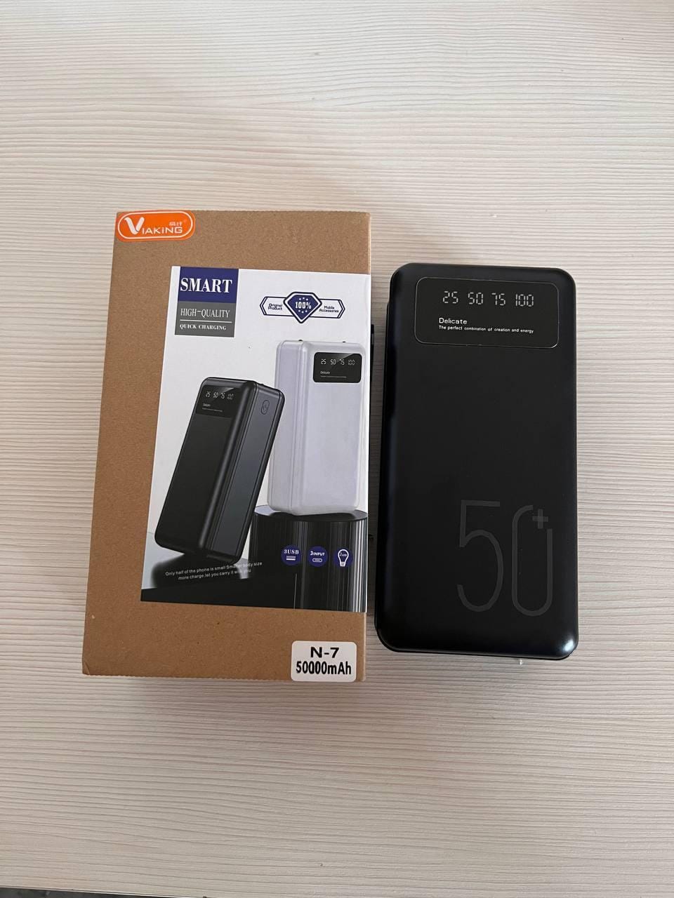 Зарядний пристрій Power Bank Viaking 50000 mAh smartquality N7 на 3 роз’єми з ліхтариком, Портативна бат – фото 6