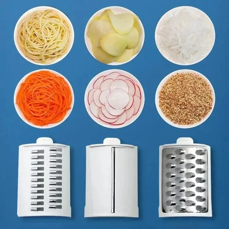 Багатофункціональна овочерізка електрична 3в1 Vegetable cutter 50W слайсер — тертка, шатківниця – фото 5