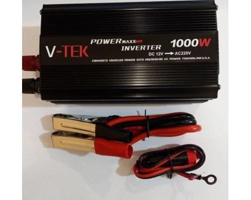 Перетворювач напруги автомобільний V-TEK Power Maxx-SSK1000W, інвертор 12/220В, USB, охолодження Чорний – фото 3