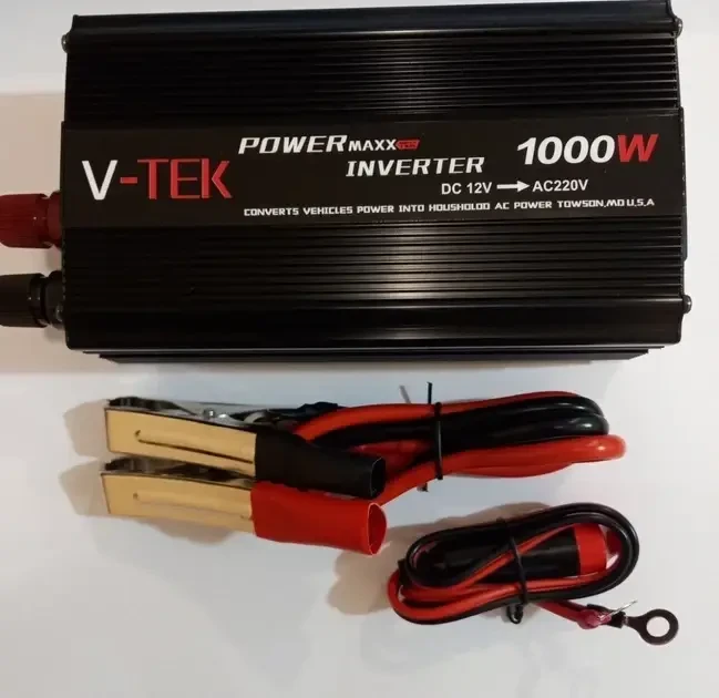 Перетворювач напруги автомобільний V-TEK Power Maxx-SSK1000W, інвертор 12/220В, USB, охолодження Чорний – фото 4