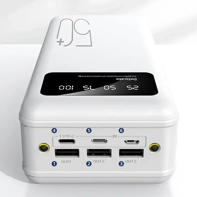 Повербанк power bank Viaking 50000 mAh YM-500 Ліхтар 4 USB-порти, дисплей, Powerbank Чорний – фото 1