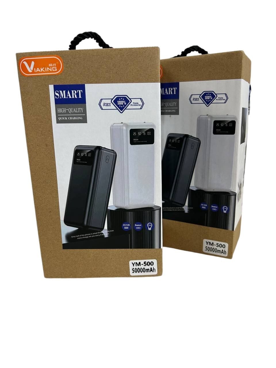 Повербанк power bank Viaking 50000 mAh YM-500 Ліхтар 4 USB-порти, дисплей, Powerbank Чорний – фото 5