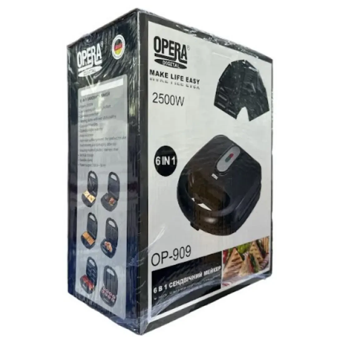Мультимейкер Сендвічниця зі знімними формами 6 в 1 Opera OP-909 на 2500 Вт – фото 7
