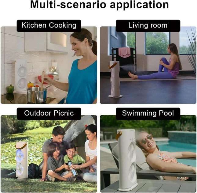 Вентилятор настільний подвійний з охолодженням Double-ended Spray Fan LED-підсвітка 3 швидкості пульт – фото 6