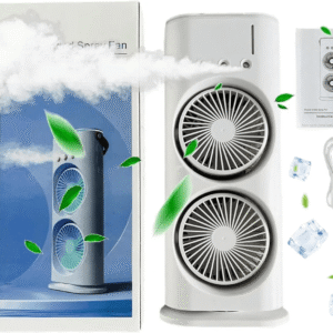 Вентилятор настільний подвійний з охолодженням Double-ended Spray Fan LED-підсвітка 3 швидкості пульт