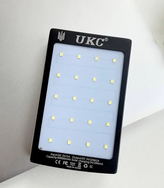 УМБ Power Bank Solar 90000 mAh мобільне зарядне із сонячною панеллю та лампою, Power Bank Charger ART-4531 – фото 1