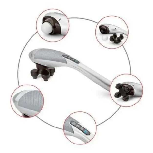 Вібромасажер для спини та тіла Magic Touch massager HSM 50303 4в1 Сірий з насадками – фото 2