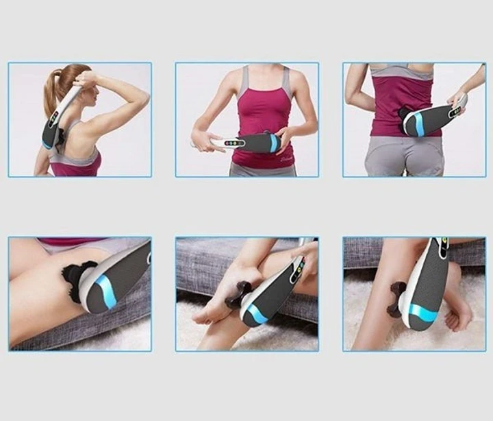 Вібромасажер для спини та тіла Magic Touch massager HSM 50303 4в1 Сірий з насадками – фото 3