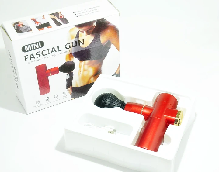 Портативний ручний масажер пістолет для тіла Fascial Gun Mini Red – фото 1
