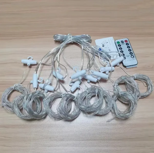 Гірлянда штора Велика крапля роси на пульту 3х3 метра 300 led на USB White 8 режимів світіння – фото 1