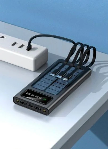 Зарядний пристрій для телефона Power Bank 30000 mAh із сонячною панеллю UKC – фото 2
