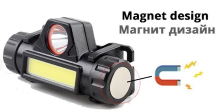 Ліхтар налобний акумуляторний із магнітом, 2 режими MA-101 – фото 2