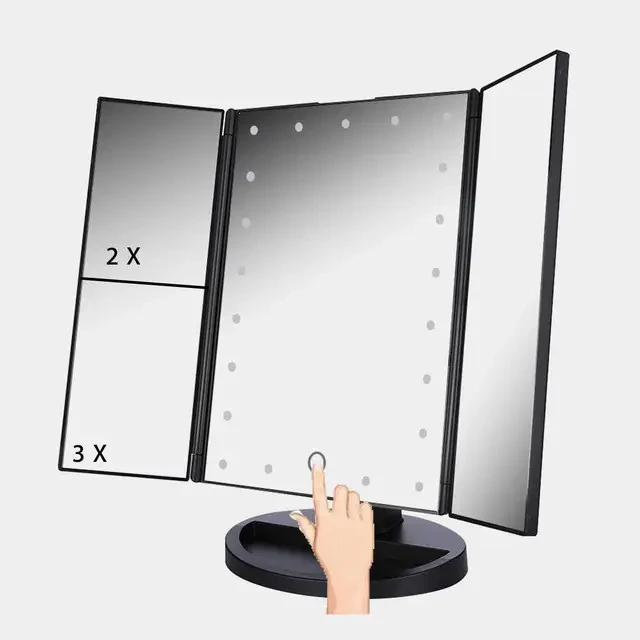 Дзеркало потрійне для макіяжу з LED-підсвіткою Magic Makeup Mirror, 22 лампи, косметичне дзеркало – фото 1