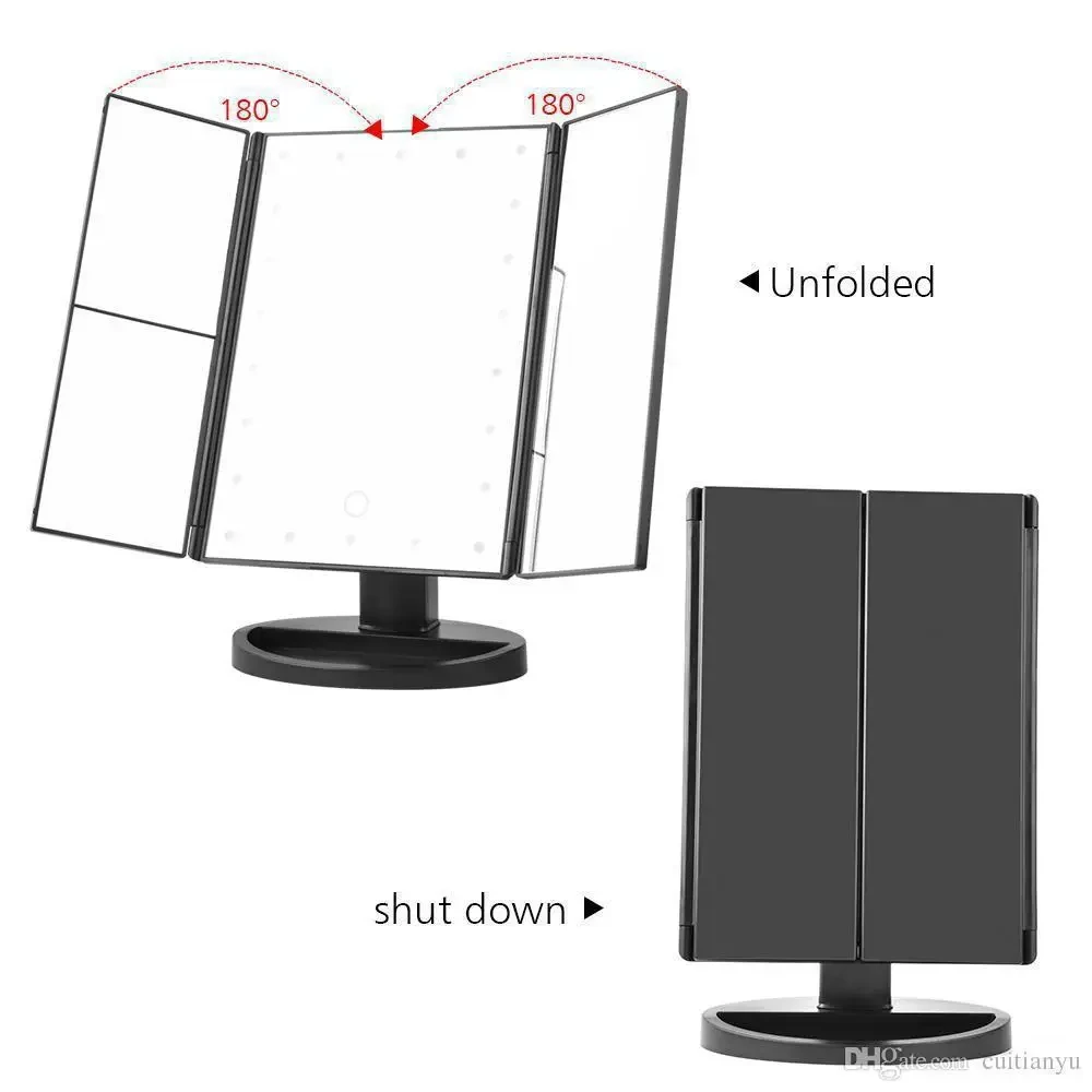 Дзеркало потрійне для макіяжу з LED-підсвіткою Magic Makeup Mirror, 22 лампи, косметичне дзеркало – фото 2