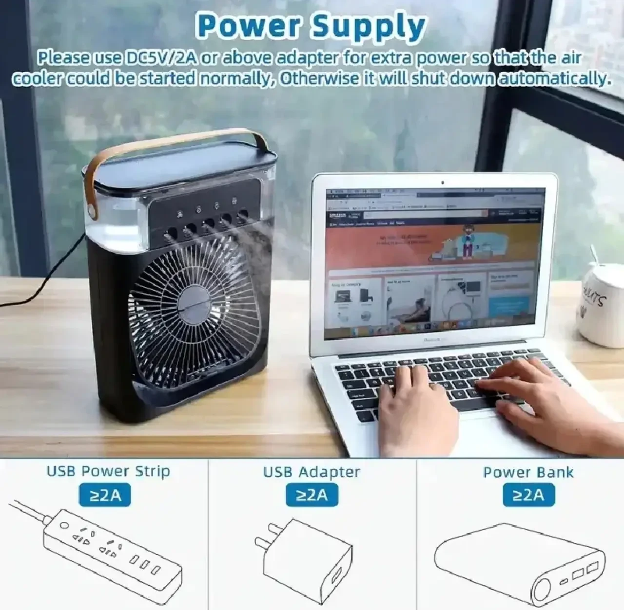 Вентилятор від USB настільний із трьома режимами швидкості та регулюванням кута нахилу 9418 – фото 4