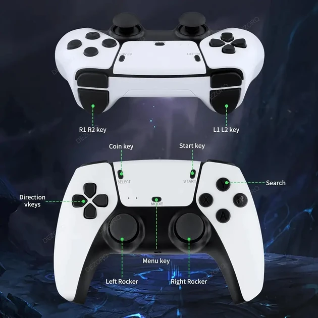 Ігрова мініконсоль HDMI M15 GAME STICK 4K 64 GB 20000 безплатних ігор + два бездротові контролери біла PS1 – фото 7