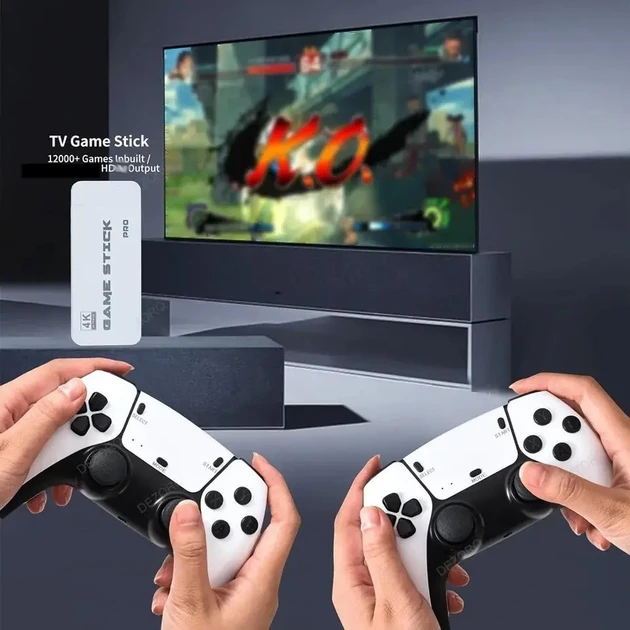 Ігрова мініконсоль HDMI M15 GAME STICK 4K 64 GB 20000 безплатних ігор + два бездротові контролери біла PS1 – фото 6