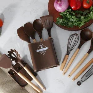 Набір кухонного приладдя на стійці Zepline ZP-053 з 12 предметів Коричневий