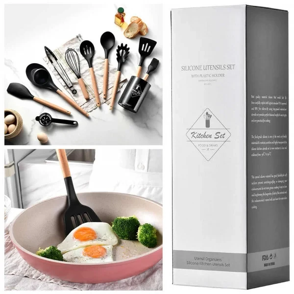 Набір приладдя для кухні 12 предметів Kitchen Set, RD-1204 Кухонний набір у склянці Чорний – фото 3