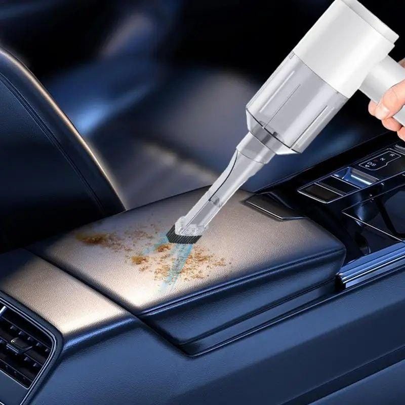Ручний автомобільний пилосос бездротовий USB 1500mAh всмоктування і функція видування Білий – фото 3