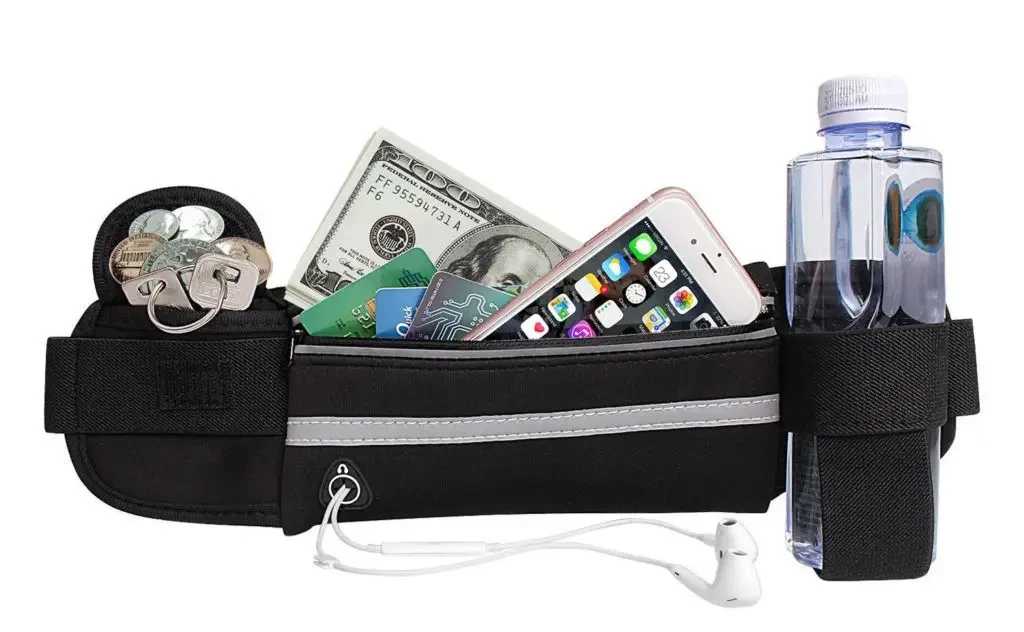 Поясна сумка для телефона водовідштовхувальна спортивна Belt-Case чорна – фото 2