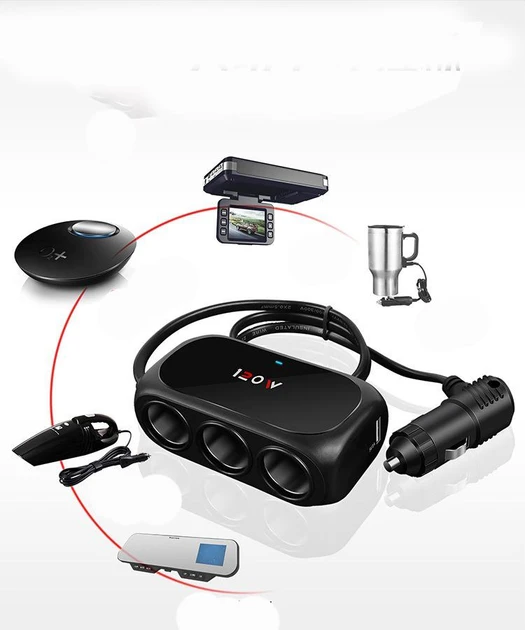 Розгалужувач для прикурювача Xunniu WT-D23 Black – фото 1