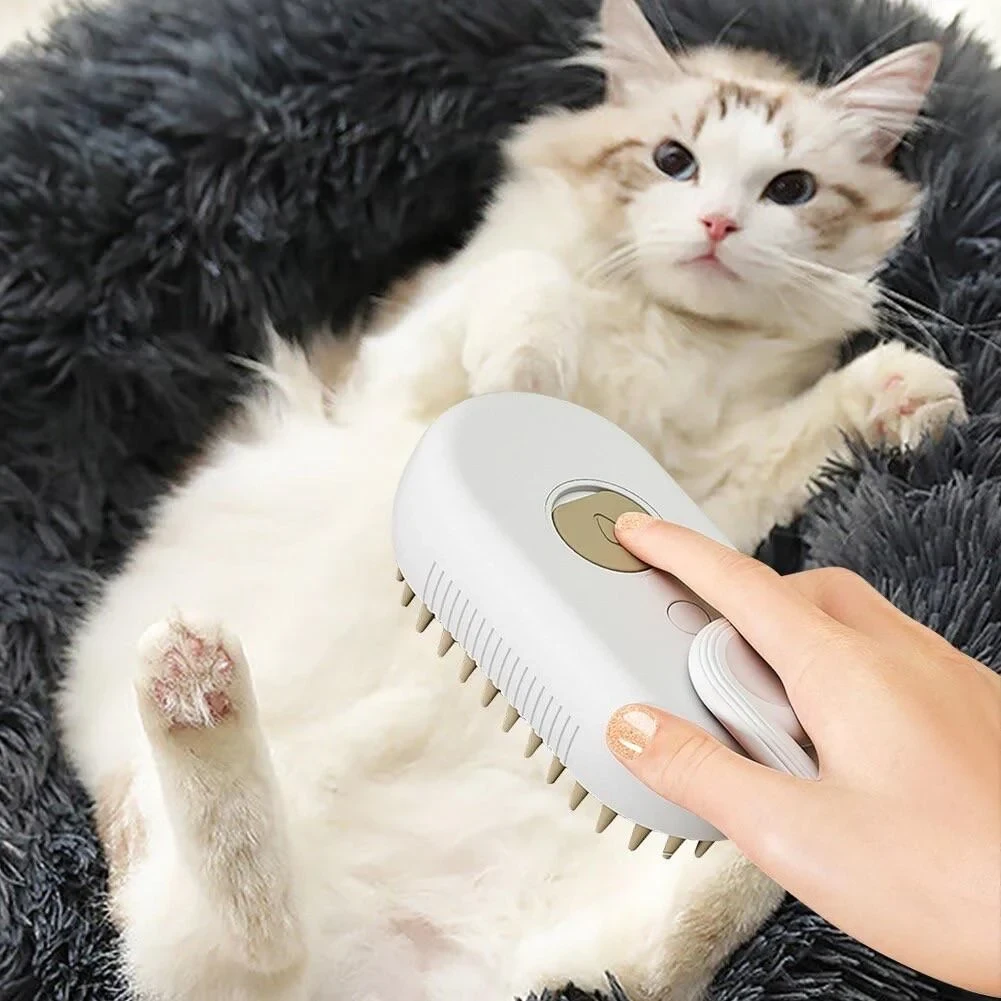 Щітка-масажер-спрей парова Pet Spray Massage Brush 3в1 для вичісування собак і кішок Біла – фото 5