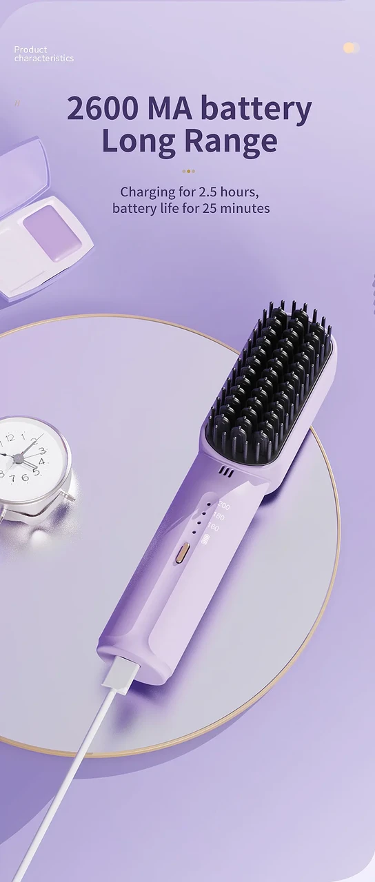 Бездротовий випрямляч для волосся Yopin Mini Hair Artererers 2600MH Бездротовий акумуляторний гребінець – фото 8