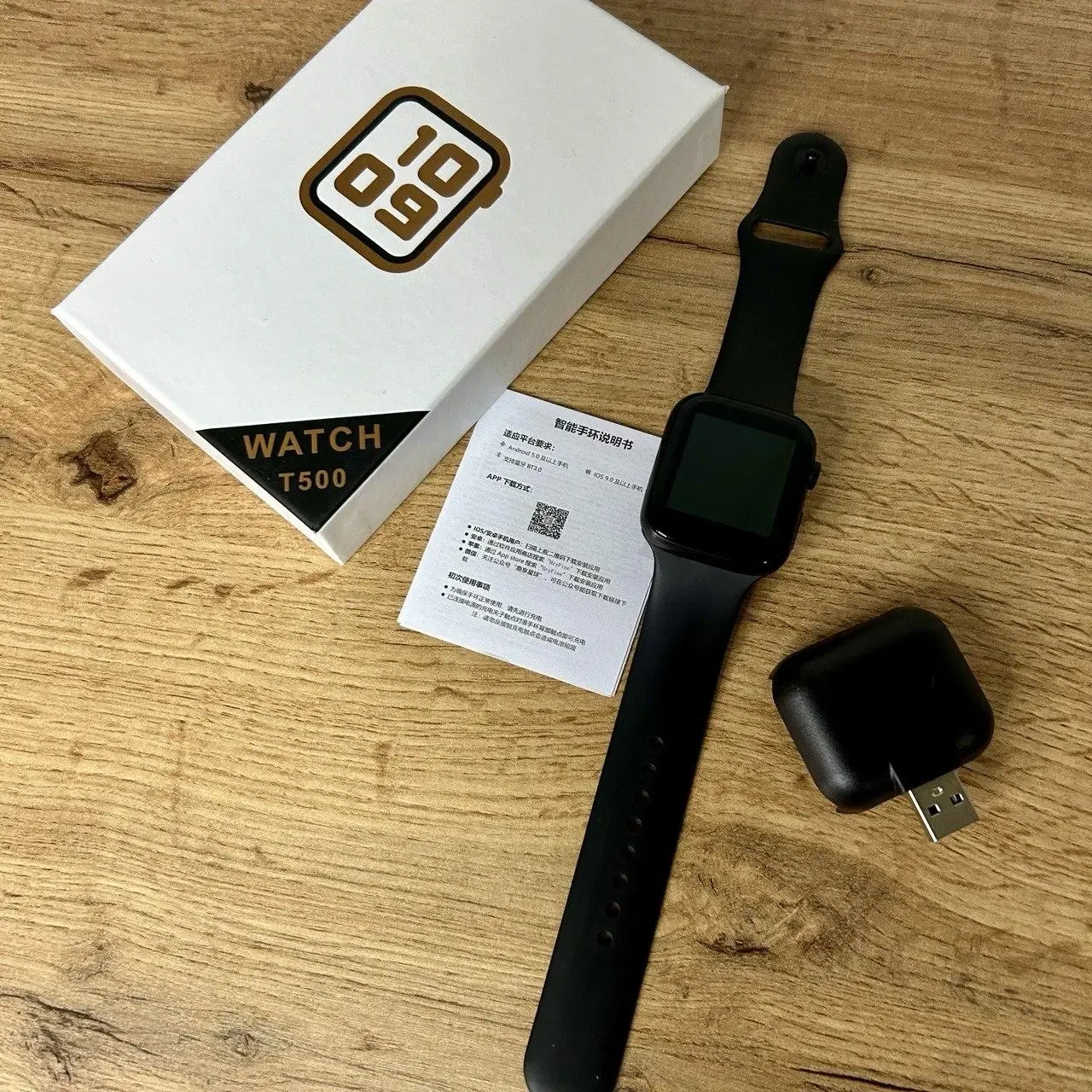 Розумний годинник Смарт-годинник Smart Watch T500 із сенсорним екраном і пульсометром голосового виклику чорний – фото 6