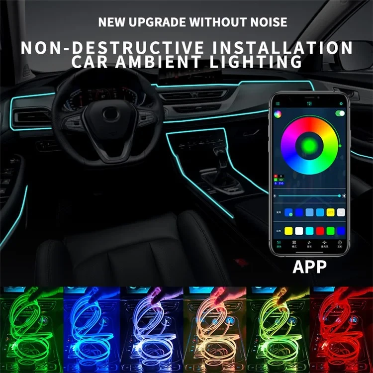 Підсвітка салону Ambient light Rgb, світлодіодна стрічка торпеди USB Bluetooth багатобарвна – фото 2