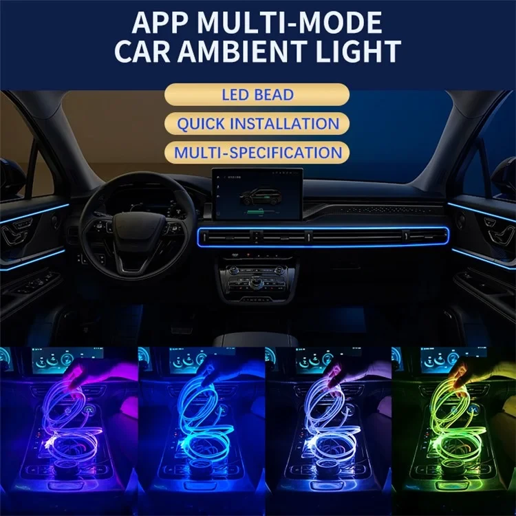 Підсвітка салону Ambient light Rgb, світлодіодна стрічка торпеди USB Bluetooth багатобарвна – фото 8