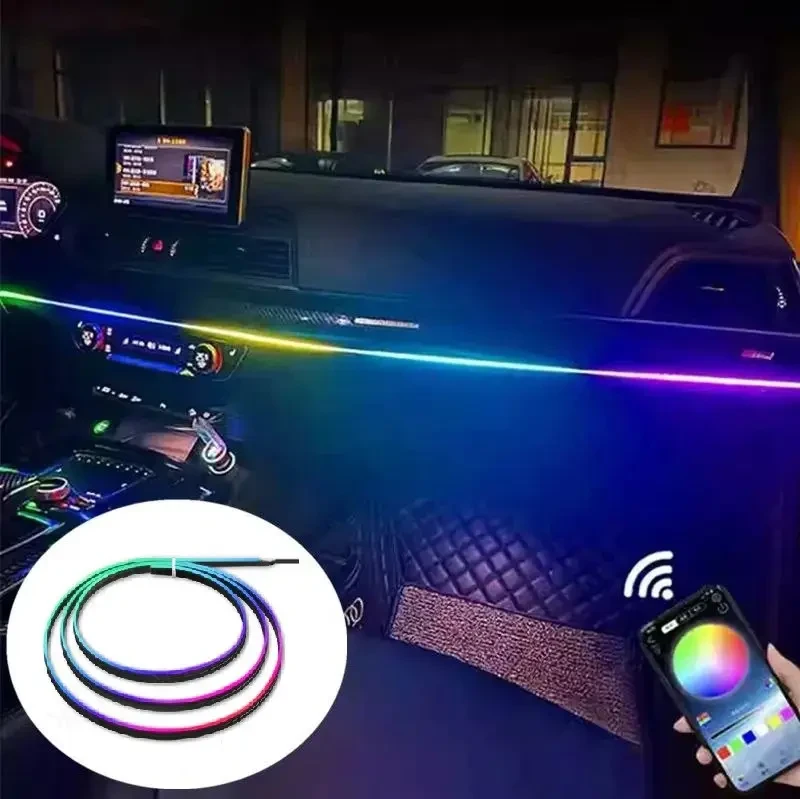 Підсвітка салону Ambient light Rgb, світлодіодна стрічка торпеди USB Bluetooth багатобарвна – фото 9