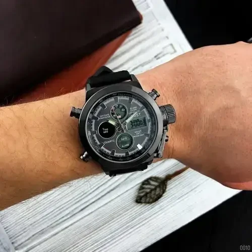 Армійський чоловічий годинник AMST 3003 Black (протиударний з підсвіткою) – фото 1