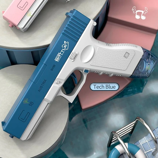 Водяний пістолет електричний акумуляторний Water Gun Glock з 2 обойми для води Blue – фото 3