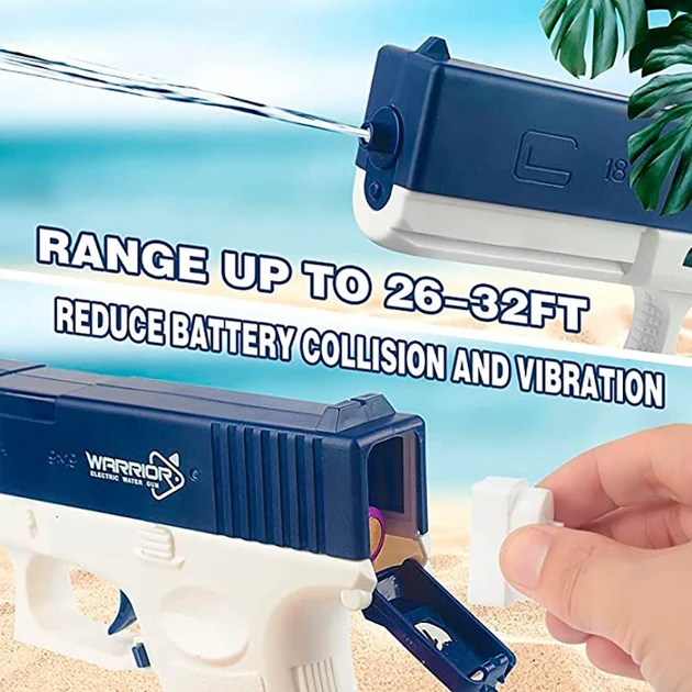 Водяний пістолет електричний акумуляторний Water Gun Glock з 2 обойми для води Blue – фото 4