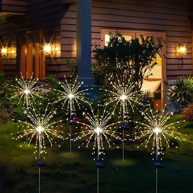 Ліхтар садовий Феєрверк на сонячній батареї 90 led HA-38 – фото 5