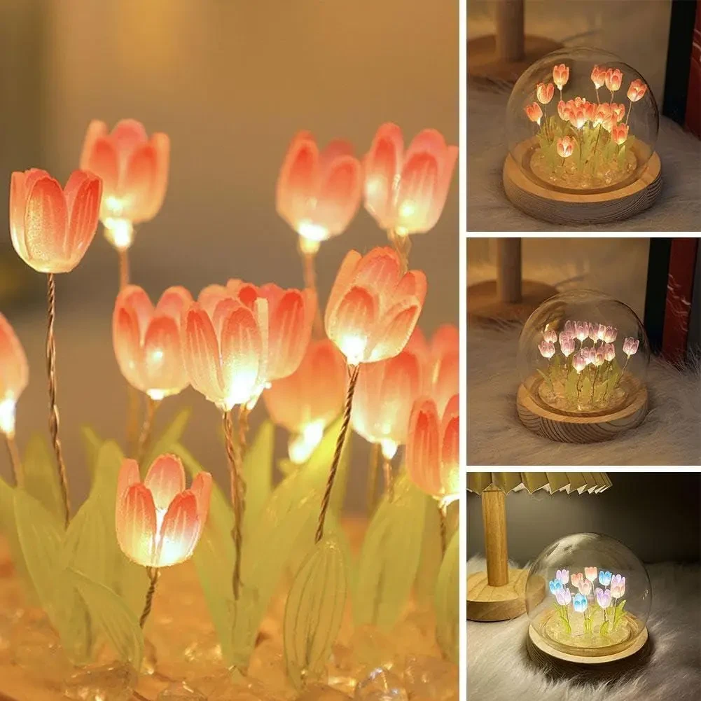 Нічник світлодіодний тюльпани вмілі ручки Spherical lamp HA-42, Лампа-тюльпан DIY Нічник-тюльпан – фото 4