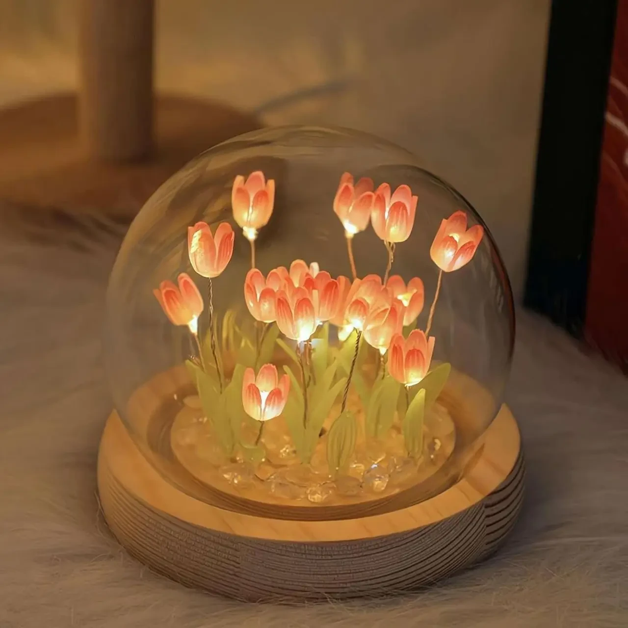 Нічник світлодіодний тюльпани вмілі ручки Spherical lamp HA-42, Лампа-тюльпан DIY Нічник-тюльпан – фото 7