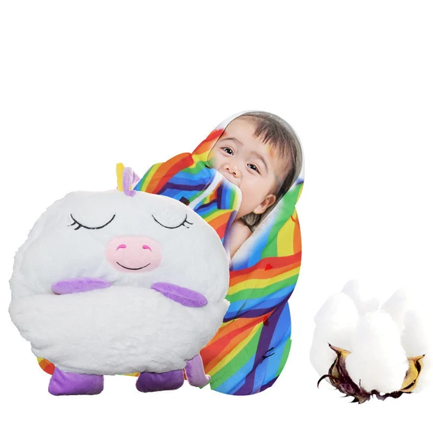 Дитячий спальний мішок-плюшева іграшка подушка Єдиноріг Baby sleeping bag Size S WHITE 3в1 теплий – фото 5
