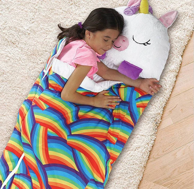 Дитячий спальний мішок-плюшева іграшка подушка Єдиноріг Baby sleeping bag Size S WHITE 3в1 теплий – фото 1