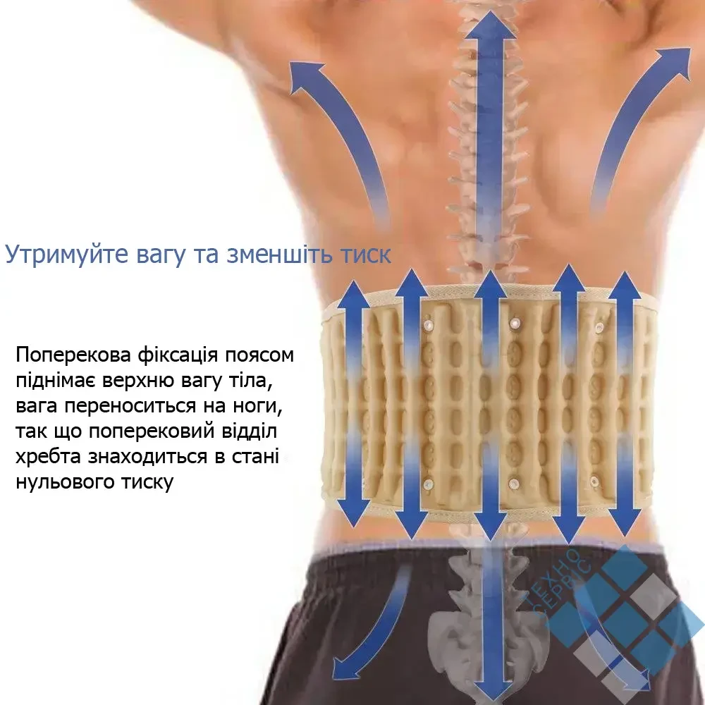 Надувний корсет від остеохондрозу Spinal Air Traction Belt/Пояс для спини та попереку/Пневмокорсет – фото 4