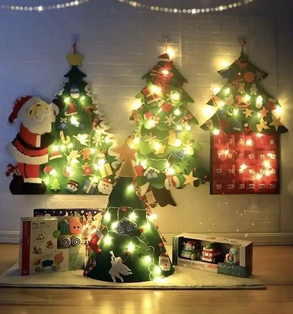 Дитяча Різдвяна ялинка з іграшками з фетру Chrismas Free Дитяча ялинка на стіну 95×70 см – фото 7