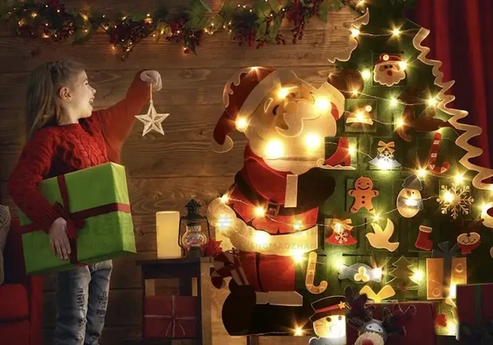 Дитяча Різдвяна ялинка з іграшками з фетру Chrismas Free Дитяча ялинка на стіну 95×70 см – фото 6