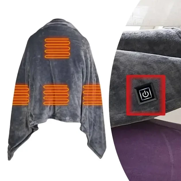 Електроковдра Плед із підігрівом (155*80) Electric Heating Shawl Blanket USB – фото 4