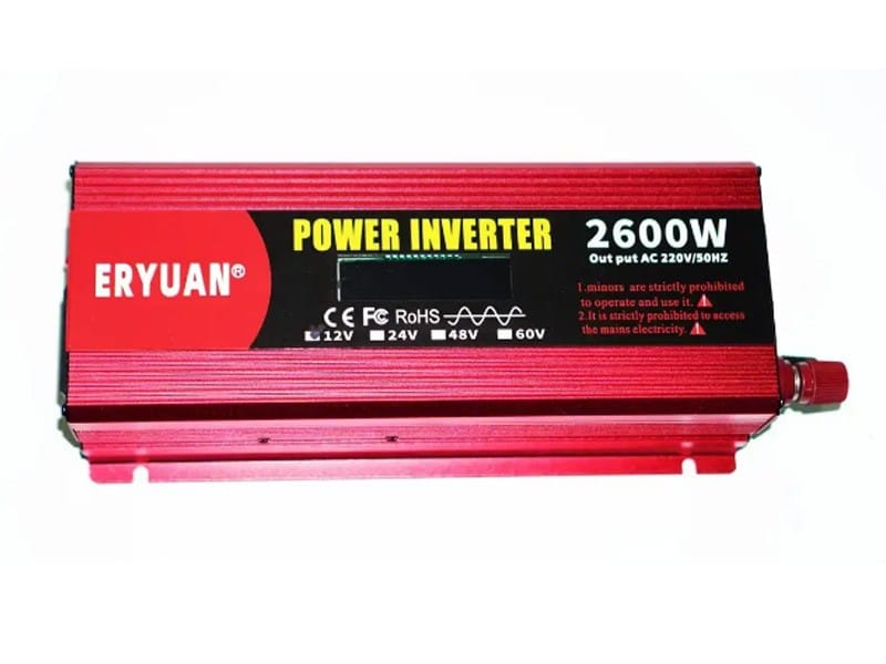 Перетворювач напруги інвертор Eryuan 2600W LCD DC/AC 12V-220V з чистою синусоїдою і вольтметром – фото 2