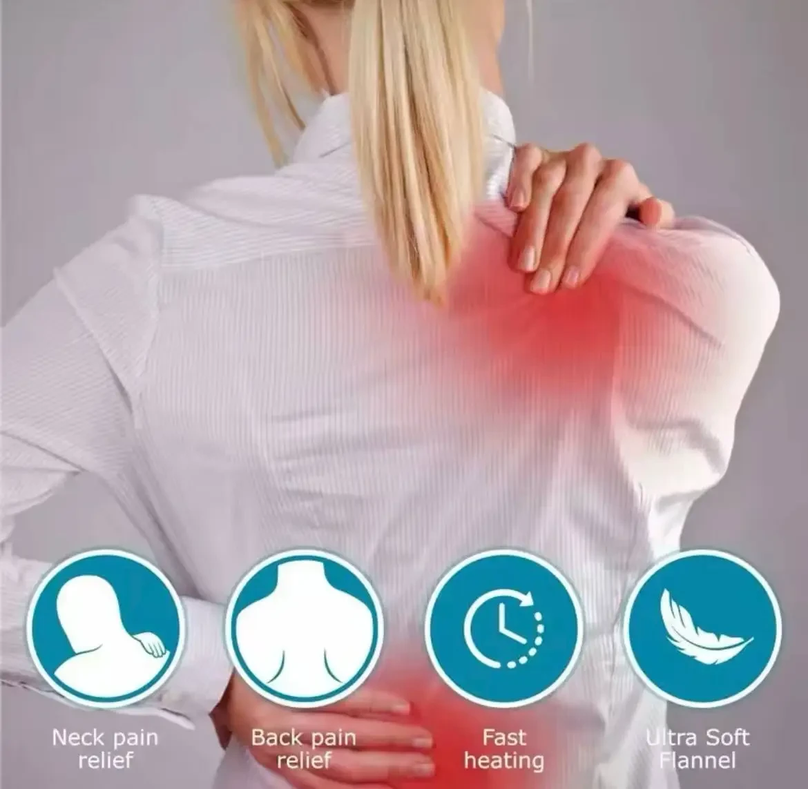 Електрогрілка для спини та шиї Heating Pad Електрична грілка проти болю в спині та шиї – фото 3