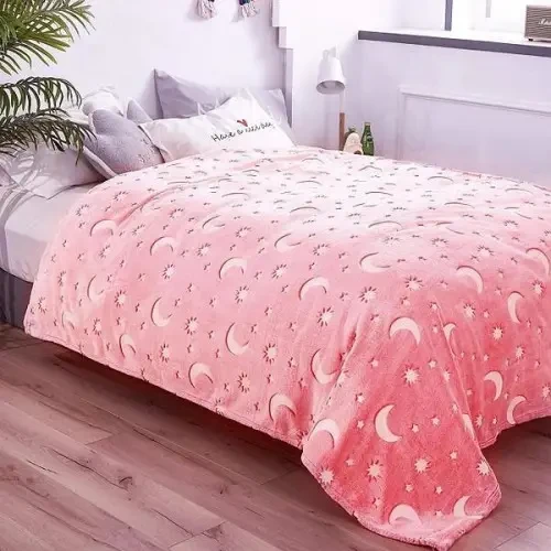 М’яка ковдра-плед зоряне небо 100х150 см Світиться в темряві Magic Blanket Рожеве – фото 2